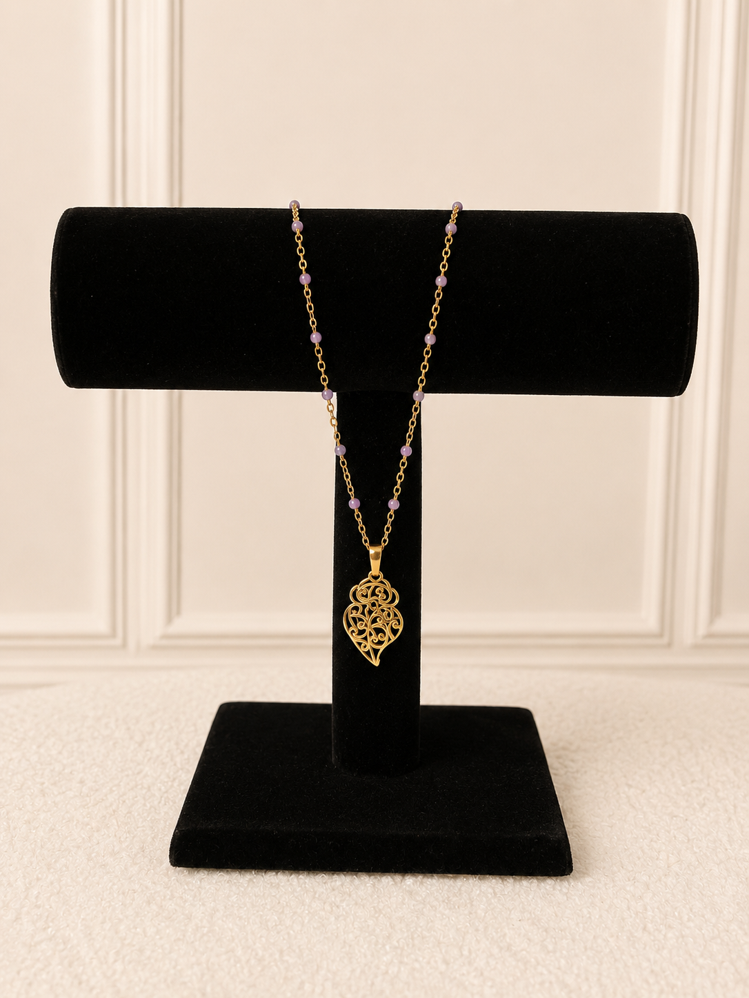 Collier acier à maillons - pendentif coeur de viana