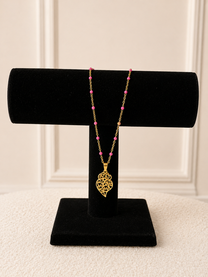 Collier acier à maillons - pendentif coeur de viana