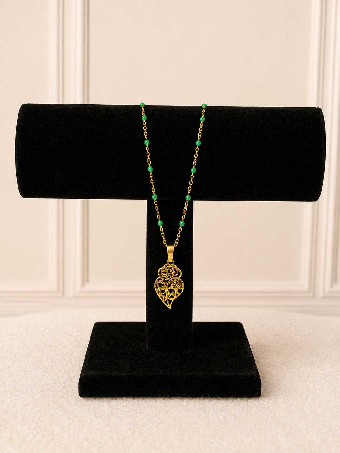 Collier acier à maillons - pendentif coeur de viana