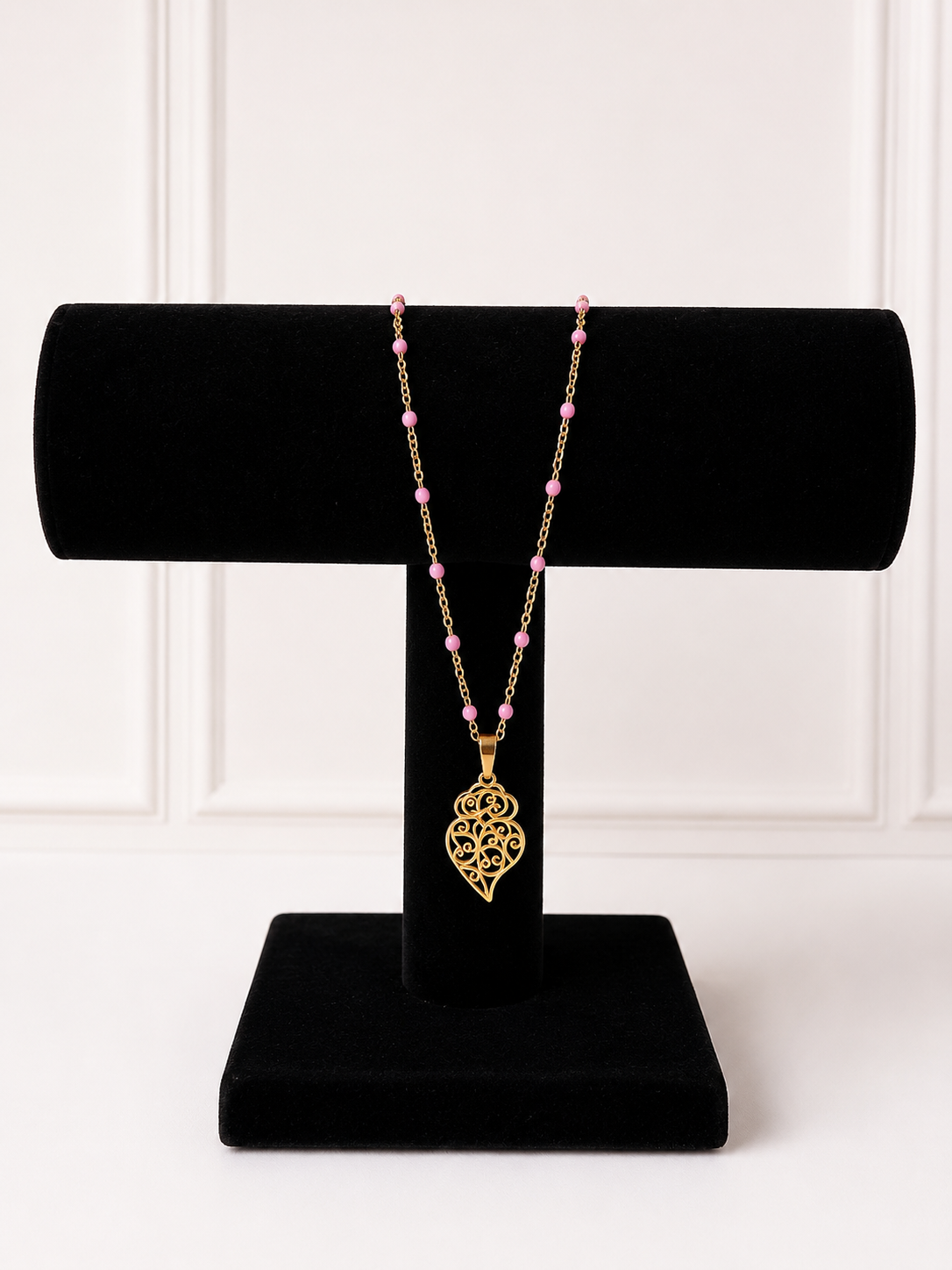 Collier acier à maillons - pendentif coeur de viana